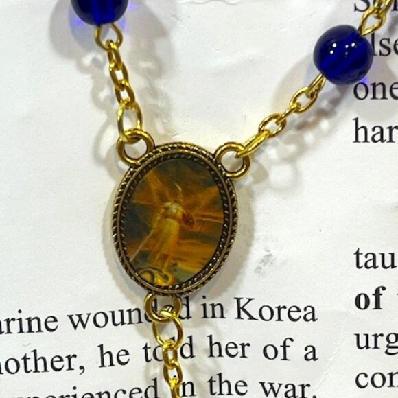 Rosary Beads Prayer Card Incredible Miracle US Marine Saved by St Michael - Picture 5 of 8